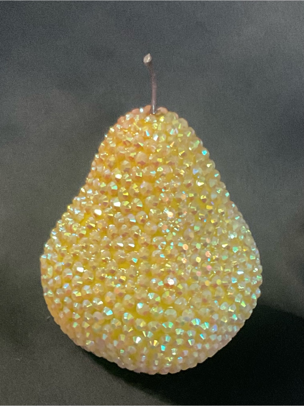 Bedazzled Rhinestone Yellowish Pear Decorative Accent